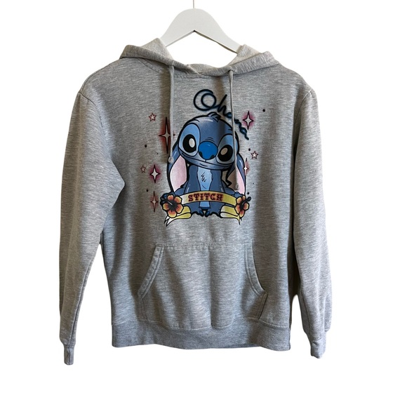 Disney Stitch Ohana Girls Sweatshirt Hoodie Heather Gray Size M - Picture 1 of 5